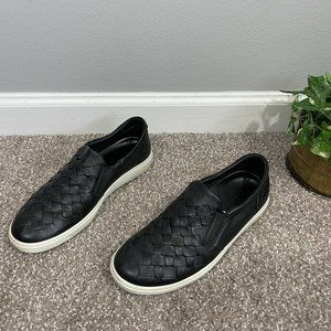 Ecco Soft 7 Woven Black Leather Slip On Sneaker Shoes Womens Size 7